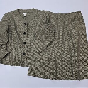 Vintage Address Maggy Women Houndstooth Blazer Skirt Suit Set Size 12